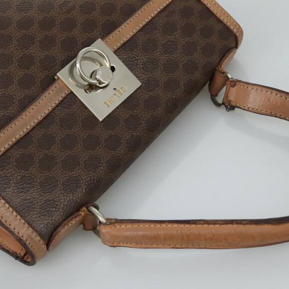 CELINE Macadam Canvas Hand Bag Pvc Leather Brown - Picture 6 of 12